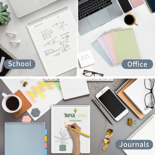 Sunee Graph Paper Notebook - Top Bound Spiral Grid Notepad, 5 X 5 Graph Ruled (5 Sq/In), Waterproof Pp Cover, 6 X 9 Inches, 80 Double-Sided Sheets, 4 Pack (Pink, Blue, Green, Purple) #TOP6