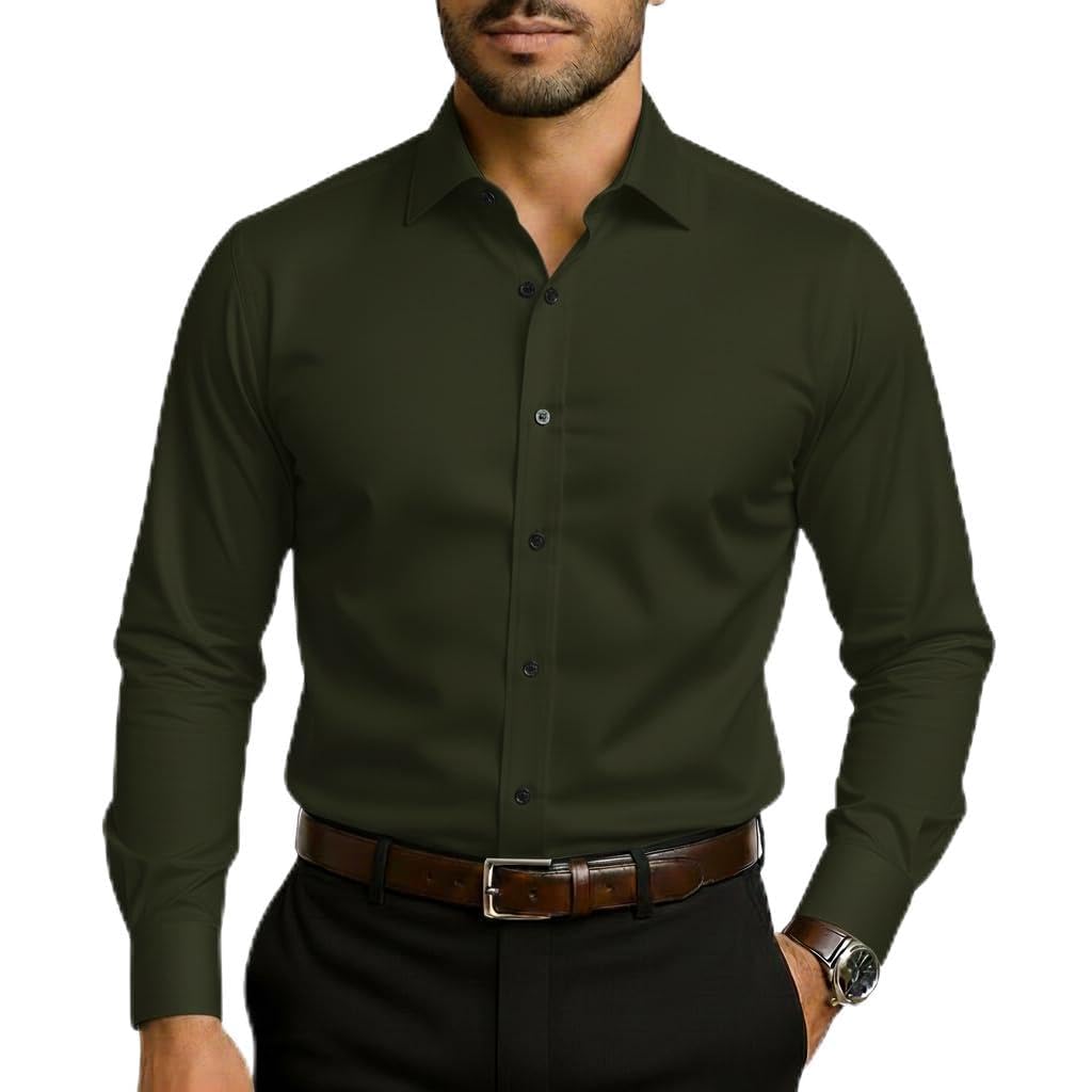 Men's Classic Long Sleeve Button-Down Shirt, Regular Fit, Casual Wear