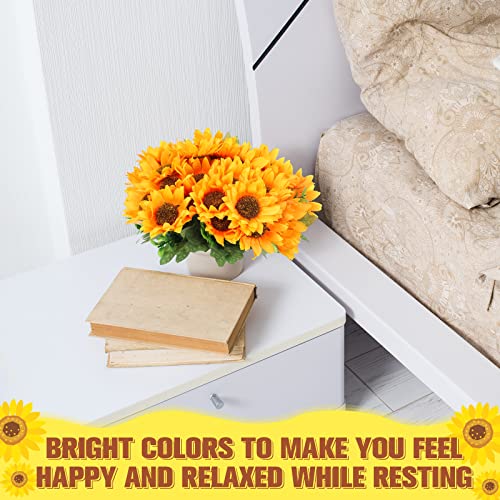 Yuxung 8 Pcs Fake Sunflower Bouquets, 11.8 in Artificial Flower Artificial Sunflower with Stems for Baby Shower Birthday Party Home Kitchen Wedding Decor, Bride Holding Flower, Table Centerpiece - Thumbnail 5