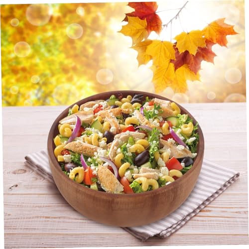 TOGEVAL 柚木無塗装木製ボウル 和風デザイン 軽量滑らかエッジ サラダ スープ 麺対応 キッチンカウンター用多用途フルーツボウル 食器店 飲