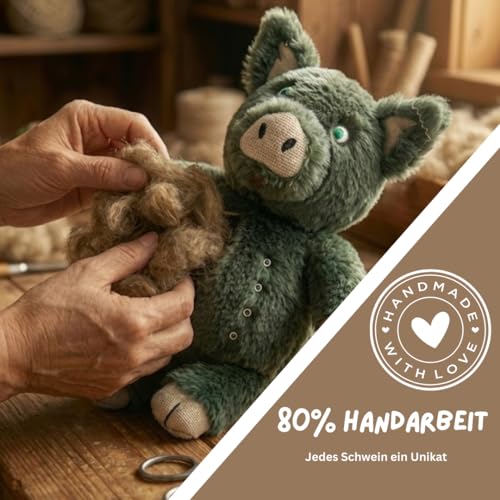 Canimal Farm | Hämpy das Hanf-Schwein | Robustes Hundespielzeug mit Quietscher | Nachhaltiges Kuscheltier für Hunde (Hanfwolle-Füllung, Handarbeit)