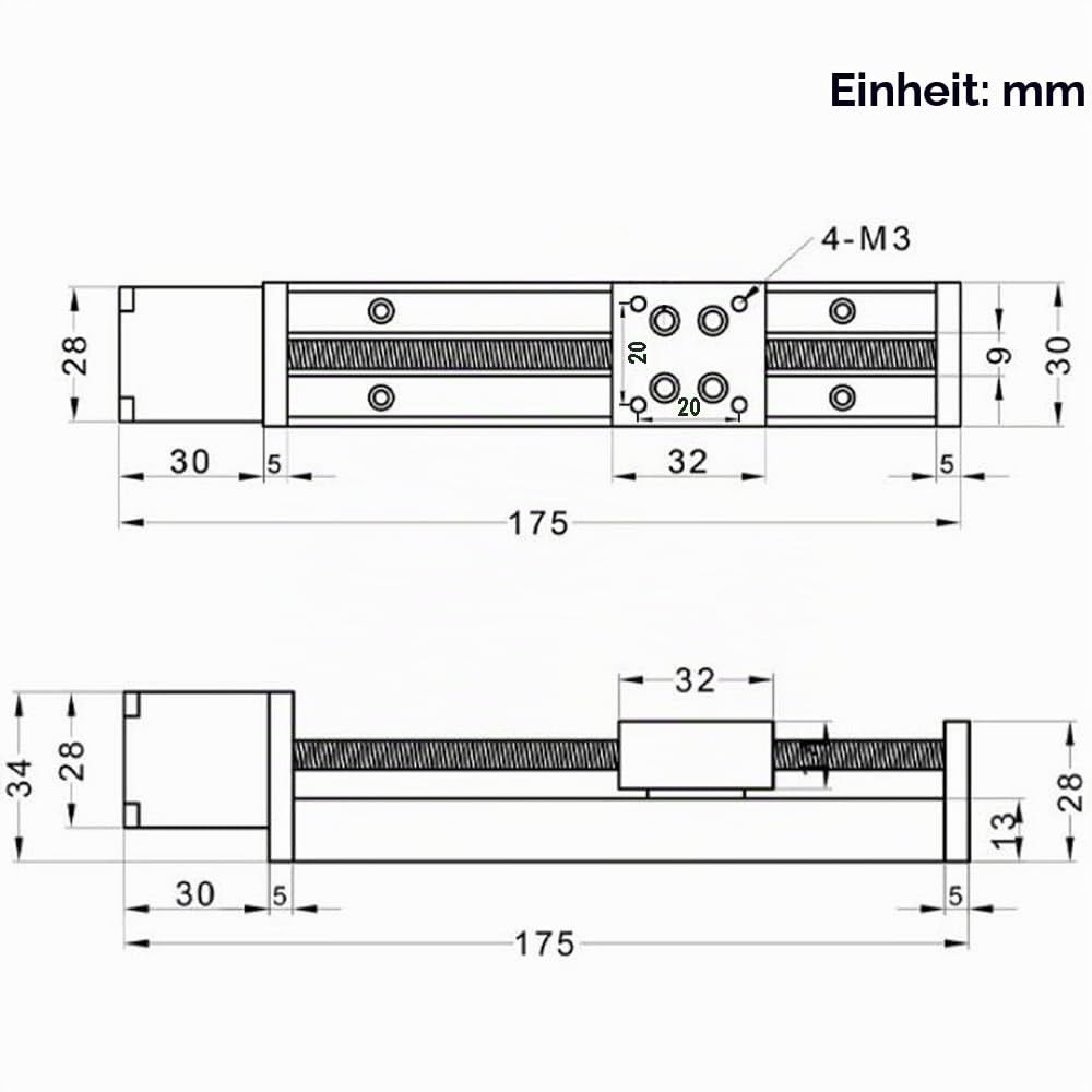 Mini Linearschienenführung Schlittenantrieb T6x1 Leitspindel NEMA11 Schrittmotor 100mm Hublänge DIY CNC Router