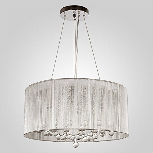 F FEEKENBU Raindrop Crystal Drum Chandelier, Glam Bedroom Pendant Chandelier Lighting, Foyer Closet Modern Hanging Chandelier, Entryway Pendant Chandelier with Fabric Lamp Shade