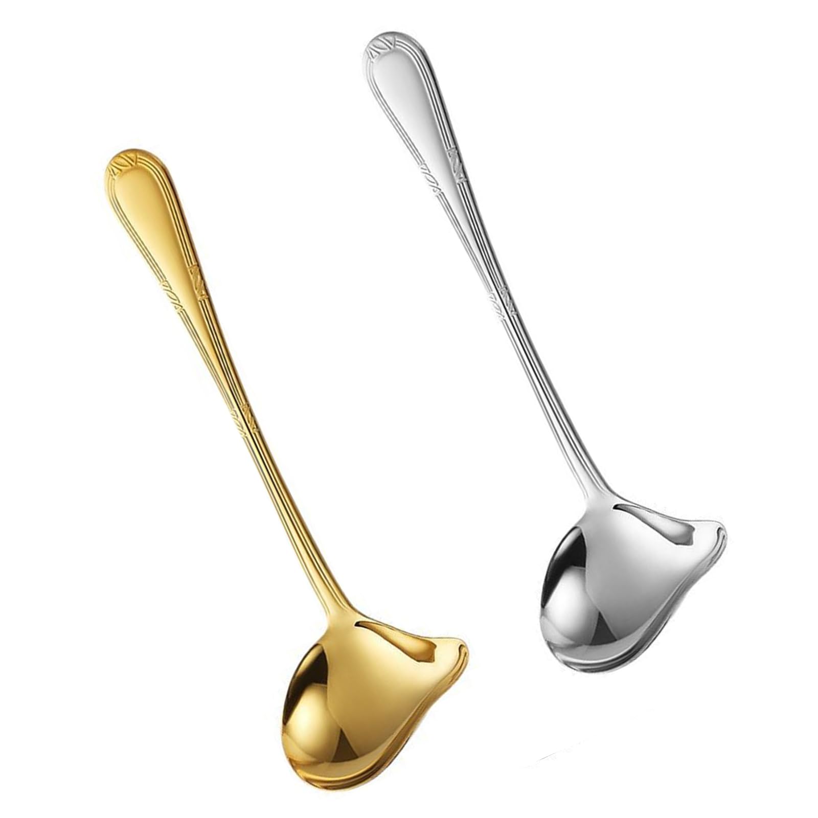 ZEPFJHE 2 Pack Stainless Steels Small Gravy Ladles Soup Spoon with Pour Spout Ideal for Grease and Portioning Liquids Small Ladle with Pour Spout