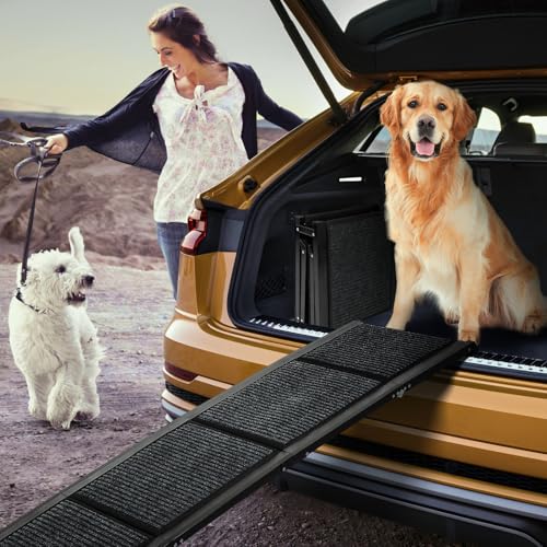 Dog Ramp for Car,63" x 17" Wide Folding Pet Ramp Dog Ramps for Medium & Large Dogs with Non-Slip Rug Surface ,Portable Dog Car Ramp for SUV Car & Truck, Outdoor Dog Ramp Up to 250 LBS