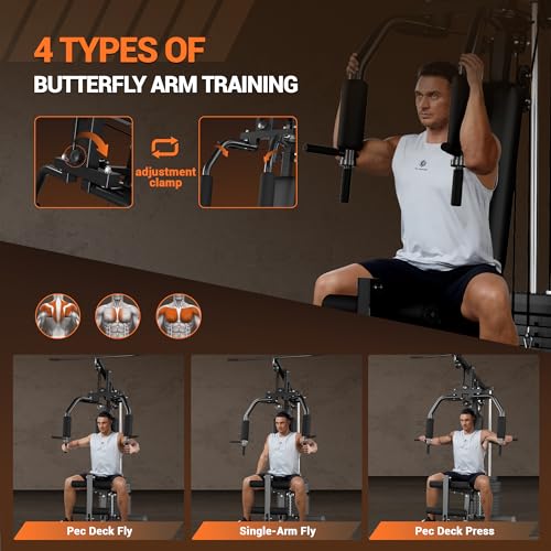 Home Gym Equipment, Multifunctional Workout Station with 100LBS Weight Stack, Home Gym Machine for Full Body Traning with LAT Pulldown System - Thumbnail 2