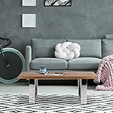 WOMO-DESIGN Couchtisch 110x60cm Unikat, handgefertigt Massivholz Akazienholz, Edelstahl Metallgestell, Braun-Silber, Industrie Design, Baumkantentisch Wohnzimmertisch Beistelltisch Sofatisch Holztisch