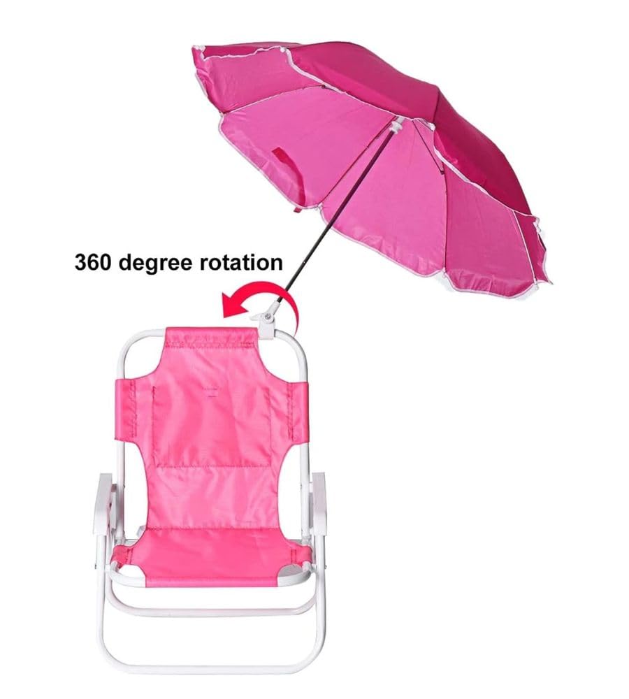 Sedia con Ombrellone Sediolina Portatile per Bambini Pieghevole Relax Mare Spiaggia Giardino Protezione Raggi Solari Rosa
