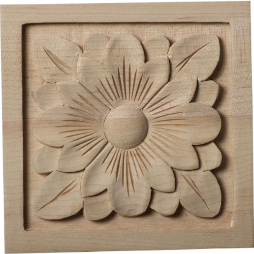 Ekena Millwork ROS05X05DGLW Large Dogwood Flower Square Rosette, 5 1/8