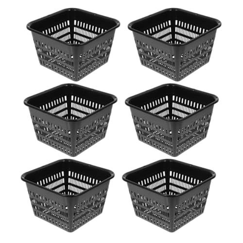 SEWACC 6 Cestas Hidropónicas de Plástico Negro Yc44 sin Bandeja Macetas de Red para Cultivo Hidropónico Balcón y Jardín Vasos de Malla para Plantas sin Tierra Reutilizable