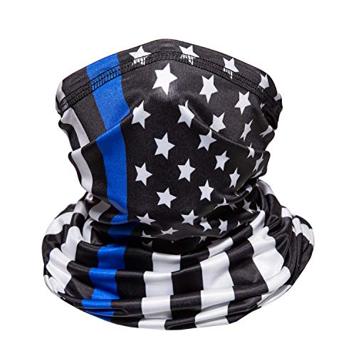 Skull Face Mask Bandana, Motorcycle Face Mask for Men Women, Skeleton Half Face Mask Sun UV Dust Wind Protection Breathable Rave Face Scarf Neck Gaiter for Biker Riding (Flag-Streak-Blue)