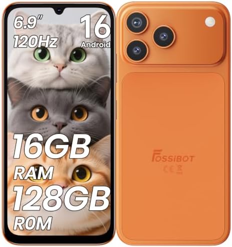 （05:30時点） FOSSiBOT C17 SIMフリー スマホ 本体 16GB RAM+128GB ROM 1TB拡張可能 Android 16 スマホ オクタコア 6.9インチHD+ 大画面 120Hzリフレッシュレート アンドロイド スマホ 5000mAhバッテリー 携帯電話 16MP+8MPカメラ スマートフォン 4GデュアルSIM 顔認証 指紋認証 GPS OTG 技適認証済 グローバル版(オレンジ)