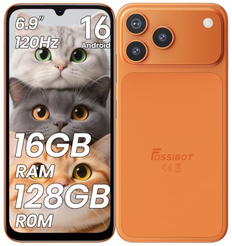 FOSSiBOT C17 SIM�t���[ �X�}�z �{�� 16GB RAM+128GB ROM 1TB�g���\ Android 16 �X�}�z �I�N�^�R�A 6.9�C���`HD+ ���� 120Hz���t���b�V�����[�g �A���h���C�h �X�}�z 5000mAh�o�b�e���[ 