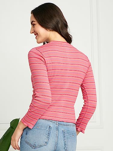 Image of Modeve Women Horizontal Stripes Striped Long Sleeves Top for Summer||Winterwear||
