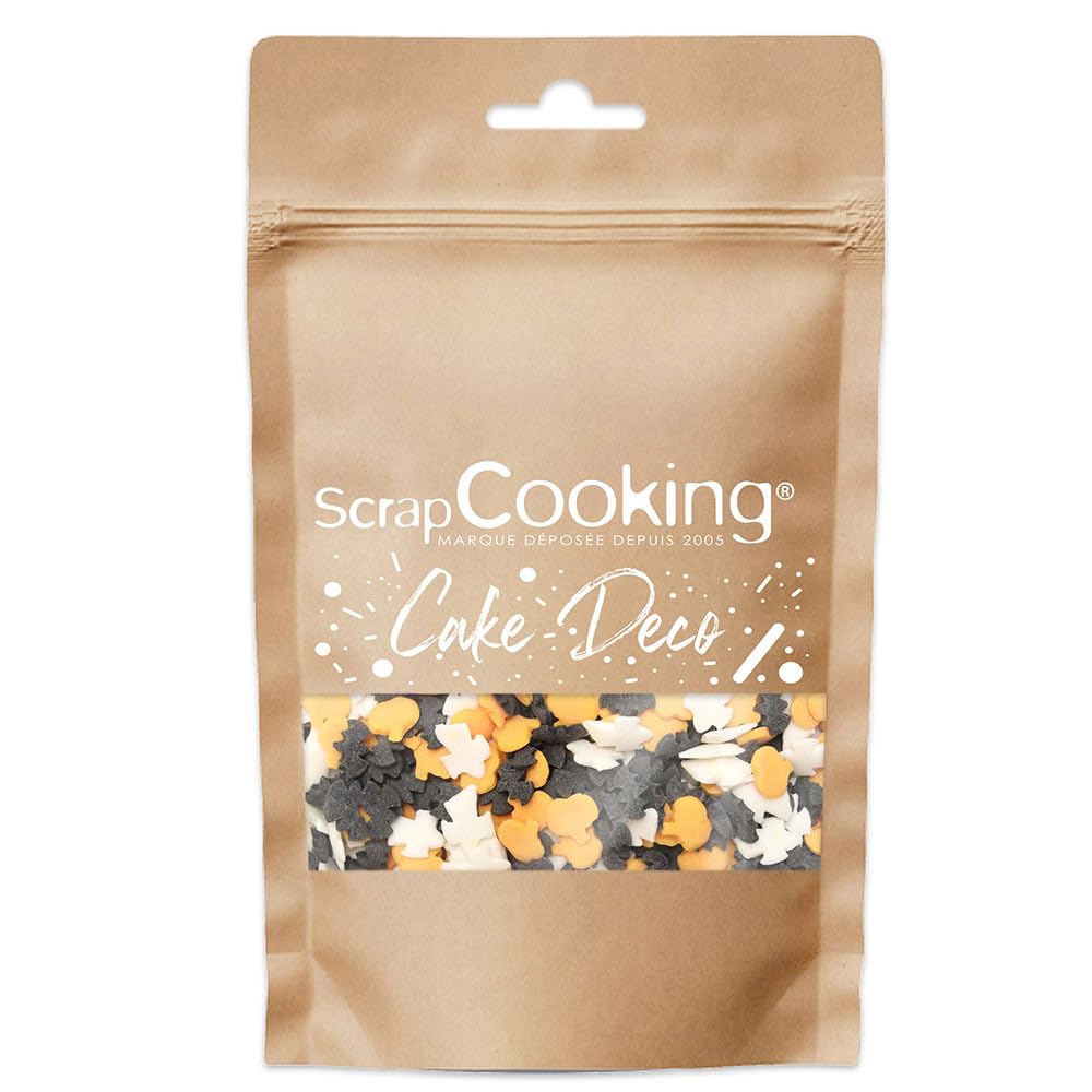 Pot de Halloween en sucre - Noir, orange et blanc - 50 g