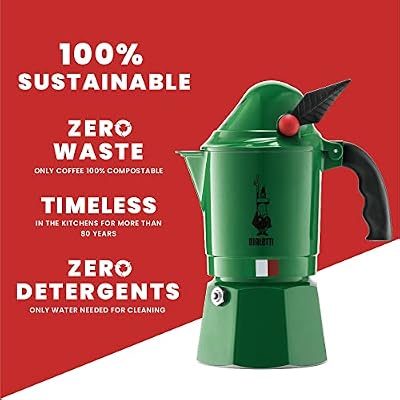 Bialetti Moka Express Alpina Stovetop Espresso Maker Iconic Italian Moka Pot for Espresso Coffee, 3 Espresso Cups (4.3 oz / 130 mL), Aluminum, Green