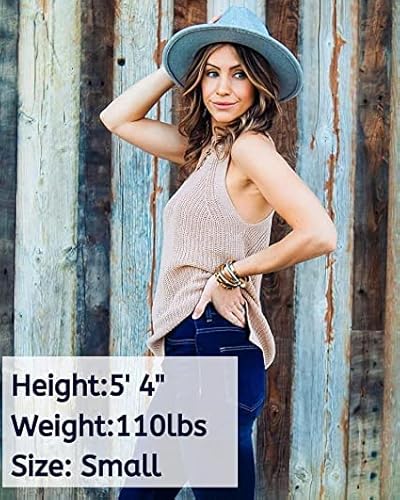 Sysea Womens Summer Loose Knit Shirts Sleeveless Halter Neck Sweater Tank Tops #TOP2