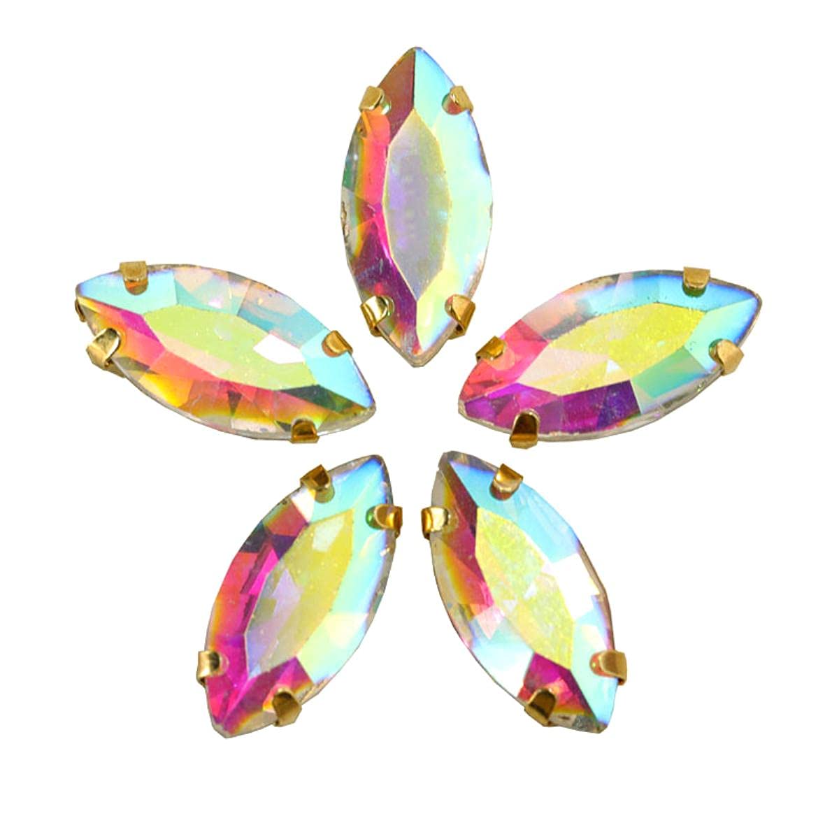 60 Strass A Forma Di Occhio Di Cavallo Color Champagne - Con Base A Artiglio Per Cucito | Decorazioni Per Abiti E Gioielli - Foto 3