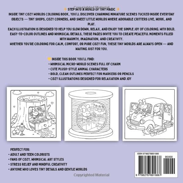 Tiny Cozy Worlds Coloring Book: Mini Scenes, Cute Critters, and Whimsical Micro-Worlds for Relaxation image 3