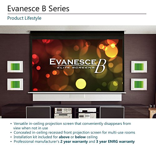 Elite Screens Evanesce B, 110" 16:9, Recessed In-Ceiling Electric Projector Screen With Installation Kit, 8K/4K Ultra Hd Ready Matte White Fiberglass Reinforced Projection Surface, Eb110Hw2-E12 #TOP1