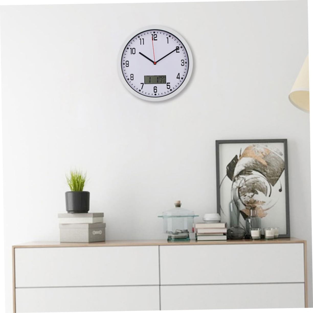 Unomor Modern Wall Clock Thermometer Hygrometer 10 Inch Quartz Clock for Home Office Garden