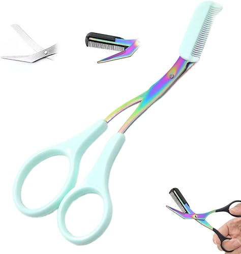 Miniatura 11 de Tijeras para recortar cejas, tijeras 2 en 1 para cejas con peine de acero inoxidable profesional para recortar cejas, cortador de cejas removedor de