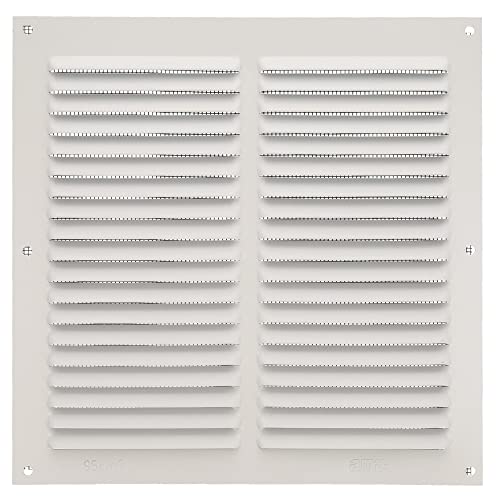 Amig - Rejilla Cuadrada de Aluminio con Mosquitera - Rejillas de Ventilación para Salida de Aire - Ideal para Techo de Cocina y Baño - Medidas 200 X 200 MM - Color Blanco