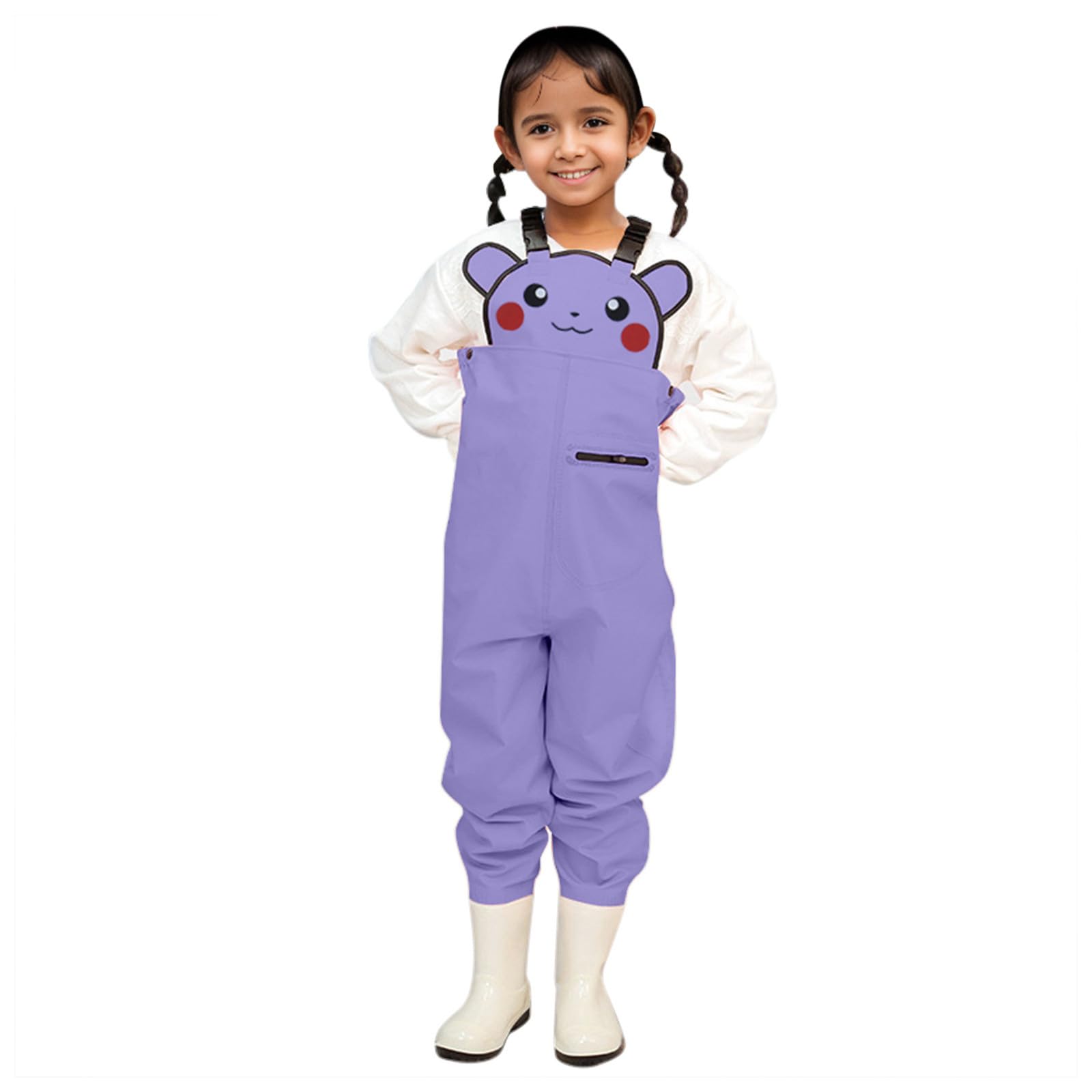 Générique Waders pour Enfants Garçons et Filles Water Cuissardes de Poitrine Pêche Jeunesse avec Poche Réglable Pantalon de Pluie Imperméable avec Bottes Parfait pour La Pêche