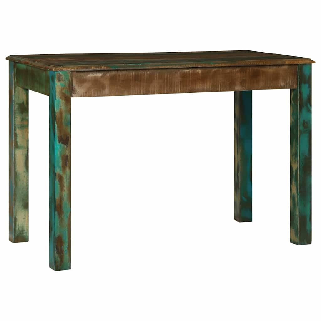 Escritorio rústico marrón de madera maciza reciclada, 112 x 55 x 76 cm, con 2 cajones, duradero escritorio para ordenador para oficina en casa, estudio, almacenamiento práctico