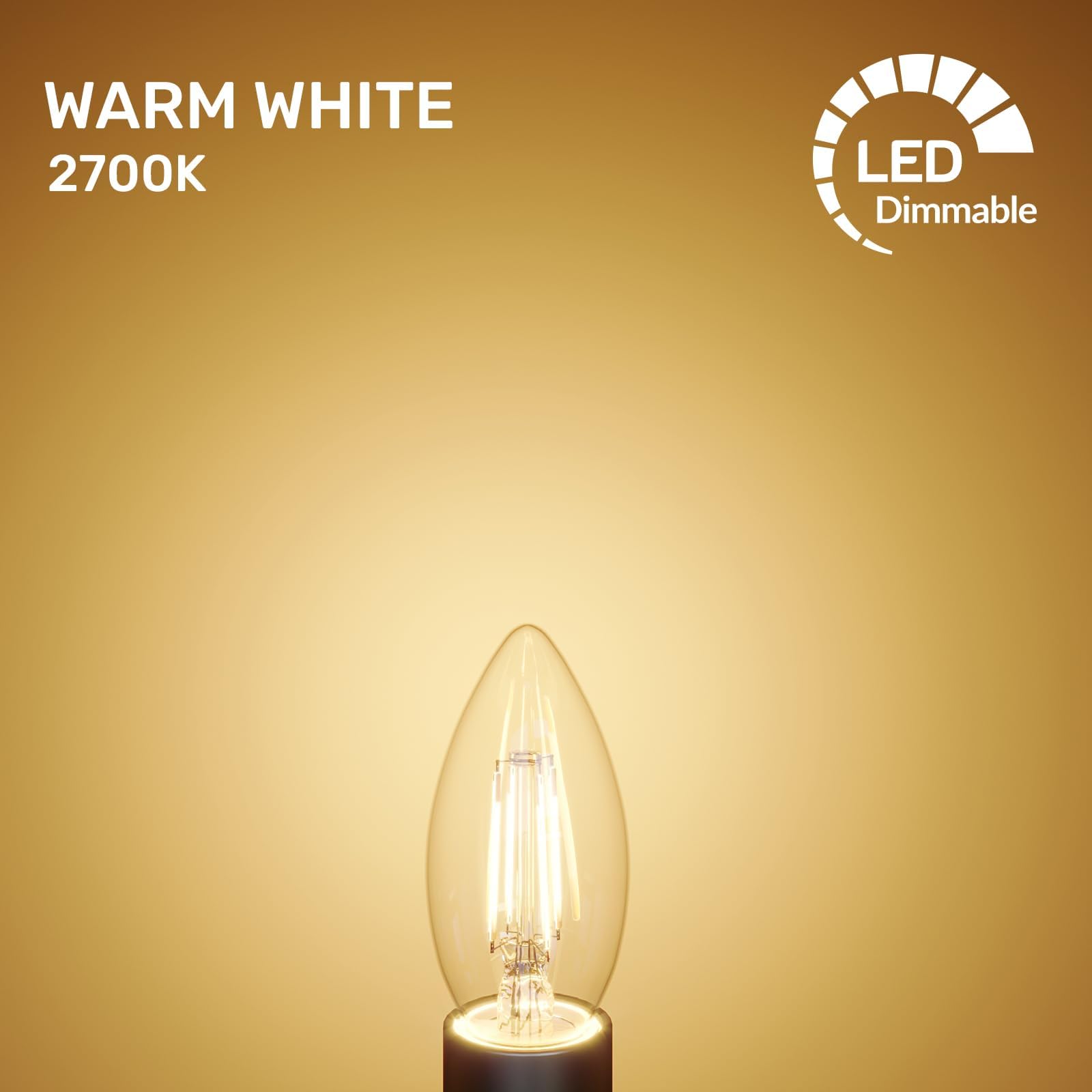 paul russells LED Filament Candle, Dimmable Edison Screw E27 Light Bulbs, 4.5Watt 470Lumens C35 LED Bulbs, 40w Equivalent - Image 3