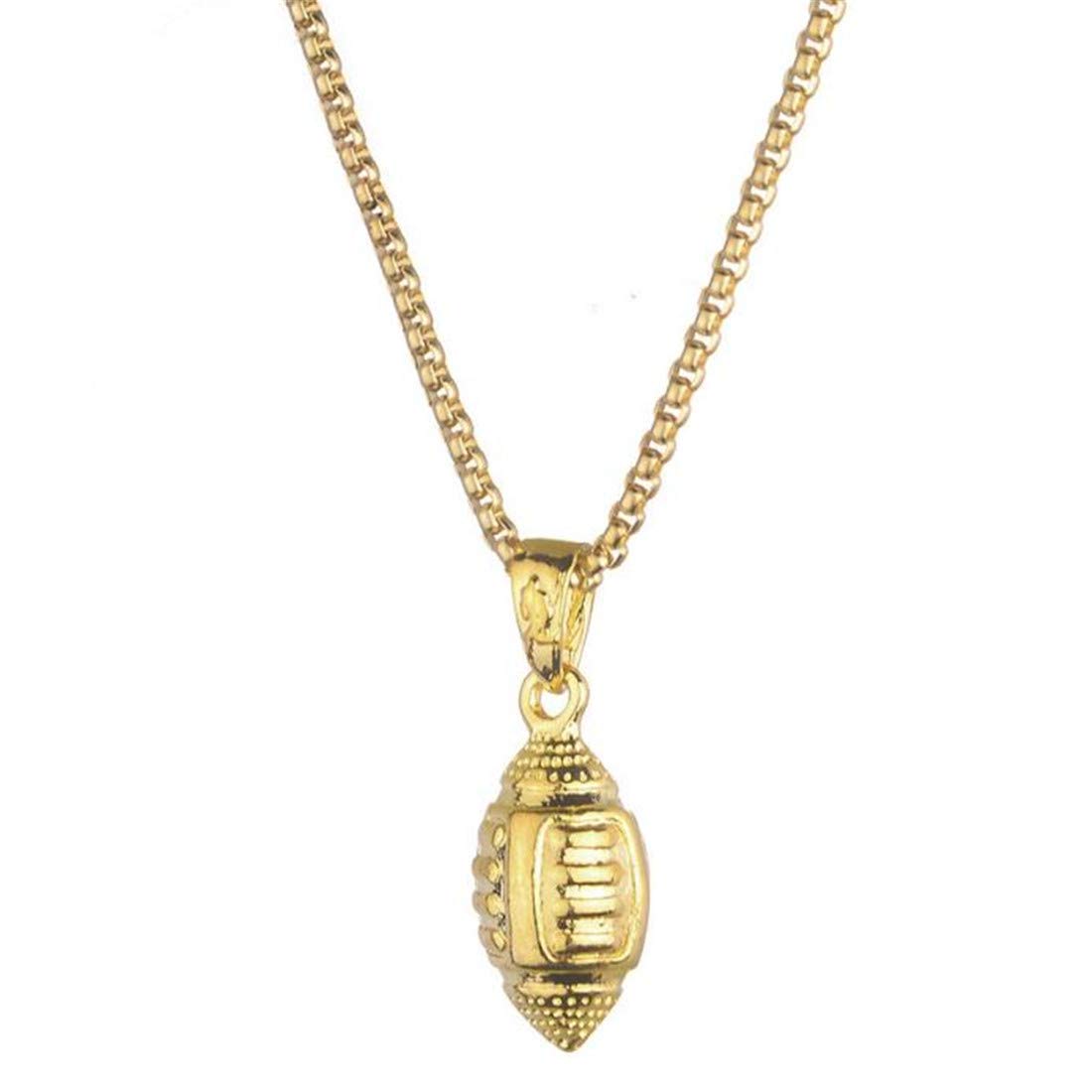 yichahu Gold Rugby Pendant Stainless Steel Necklace Men Boy Children Gift Necklace Sports Casual Jewelry