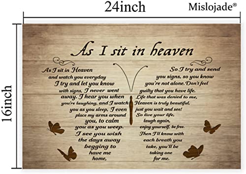 Butterflies Vintage Canvas Wall Art Canvas As I Sit In Heaven And Watch You Everyday Poem Painting On Canvas Wooden Background Rustic Inspirational Quotes Wall Art Paintings Quotes Poem Room Decoration For Living Room Kitch Wall Hanging Paintings No Frame (16" X 24") #TOP1