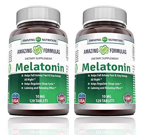 Amazing Formulas Melatonin  10 Mg Tablets (Non-GMO) - Best Choice of Natural Sleep Aid Supplement  Promotes Calming and Relaxing Effect -Suitable for Vegetarian (120 Count (Pack of 2))