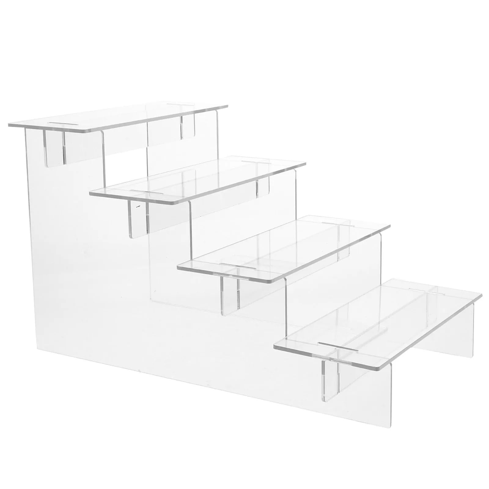 QuxetlRyz Perfume Organiser Display Risers 4-Tier Clear Display Riser Stand for Perfume Jewelry Handicrafts Collection Organizer Desktop Living Room Study