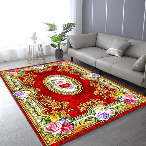 Tapis déco chambre bébé fille moderne rectangulaire 80x140cm carpette ado sol