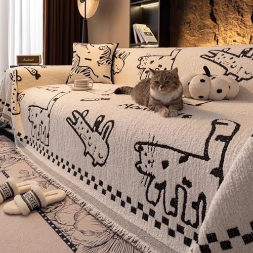Couverture de jet canapé chenille réversible 180x380 cm pour salon