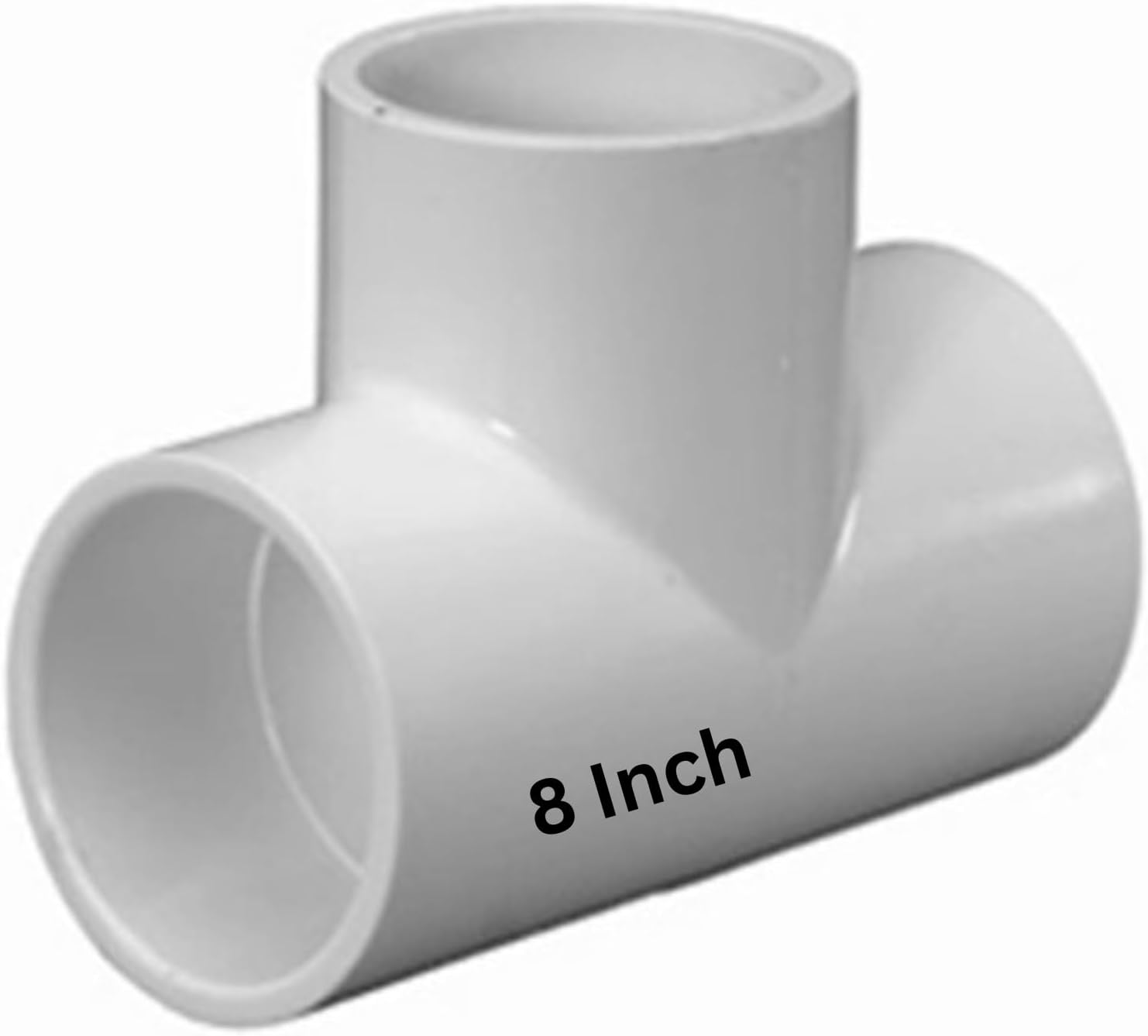 PVC Slip x Slip x Slip Tee Fitting, Schedule 40, White 3-Way Pipe Connector for Plumbing, Irrigation, and Water Supply – Durable Tee Socket Joint for Schedule 40 PVC Pipes (8 Inch)