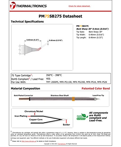 Image of Thermaltronics PM75SB275 Bent Sharp 30deg 0.4mm (0.016in)