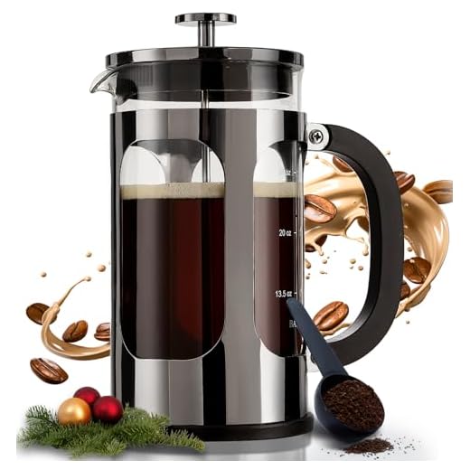 BAYKA 34 Ounce 1 Liter French Press Coffee Maker, Heat Resistant Thickened Borosilicate Glass Stainless Steel Brewer, Cold Brew Cafetera Teapot for Kitchen Travel Camping, Dark Pewter