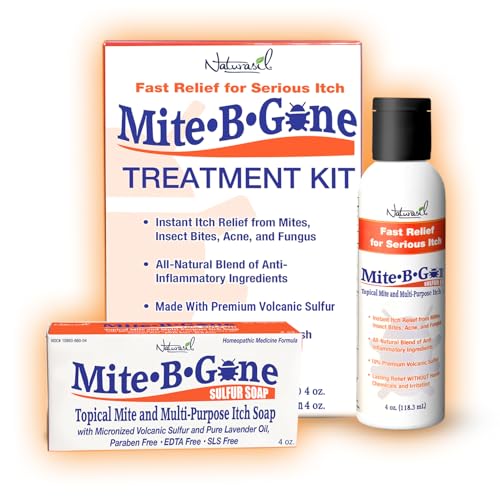 Naturasil Mite-B-Gone Mite Treatment Kit | Fast-Acting 10x Sulfur Lotion & Soap | Fast-Relief for Human Mites Bug Bites Itching Redness & Irritation | Safe for Kids and Adults