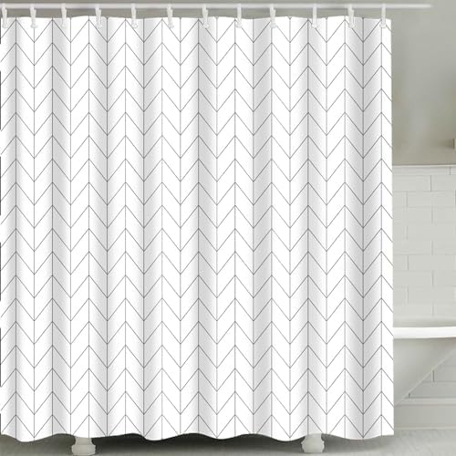 Herringbone Fabric Decorative Shower Curtain for Bathroom -120GSM ...