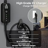AFYEEV Przenośna ładowarka do samochodów elektrycznych Typ 2, 3,6 kW, przełączany prąd 8-16 A z kontrolowanym cyfrowym wyświetlaczem LED, 5m kabel do ładowania samochodu elektrycznego IEC 62196-2
