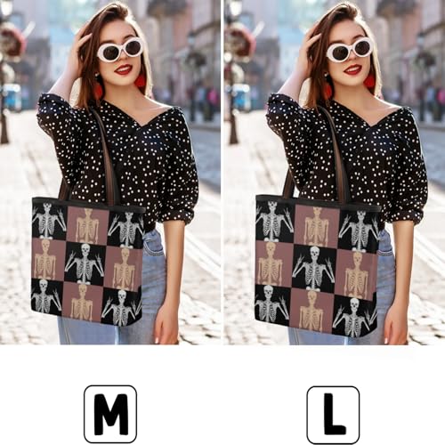 Latticework Skull Mans Tote Bag Multi Pocket Zippered Beach Bag Lightweight Waterproof Handbag2