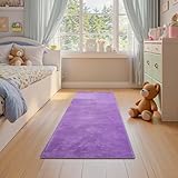 jinchan Solid Plush Runner Rug 2x5 Performance Shaggy Washable Hallway Rug Soft Modern Faux Wool Cozy Non Slip Carpet for Bedroom Laundry Room Living Room Kids Nursery Purple