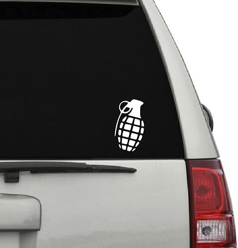 Miniatura 3 de KCD3379 - Calcomanía de vinilo de granada de mano para automóviles, camiones, ventanas, parachoques, paredes, laptops, 5 pulgadas, color blanco sin