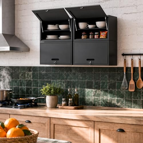 Image of Wall Mounted Metal Storage Cabinet, Garage Hanging Tool Cabinet