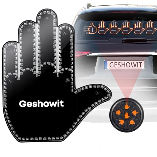 Car Accessories for Men - Car Finger Light with 6 Gestures Remote - Show Your Feelings to Drivers - Ideal Gift Hand Gesture Lights Truck Accessories Hand Sign Car LED Signs for Men and Women