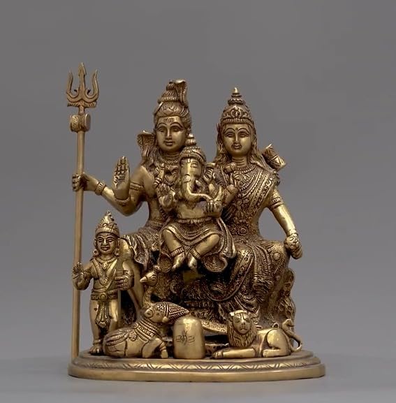 Image of Shiv Parivar 24cm Lord Shiva Parvati Kartikeya and Ganesha Murti Shiv Family Parivar Idol Statue for Home Decor Mandir Temple Gift Showpiece 4.84 kg (Design 9)