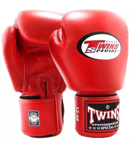 Twins Special Luvas de boxe vermelhas de 14 oz – luvas de couro profissionais para competição, boxe, kickboxing, muay thai e MMA