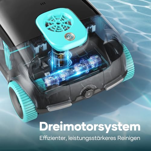 AIPER Kabelloser Poolroboter, Automatische Poolreiniger mit Fortschrittliche Partikelfiltration, 100-130 Minuten Akkulaufzeit, Auto-Park-Technologie, ideal für Oberirdische Pools bis zu 100㎡